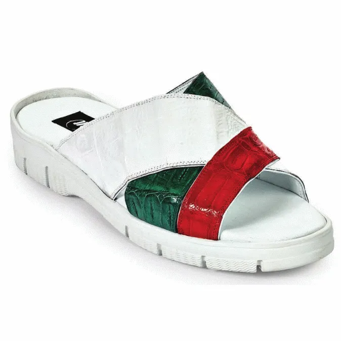 Mauri 5018 Cagnola Crocodile Sandals Italian Flag (Special Order)