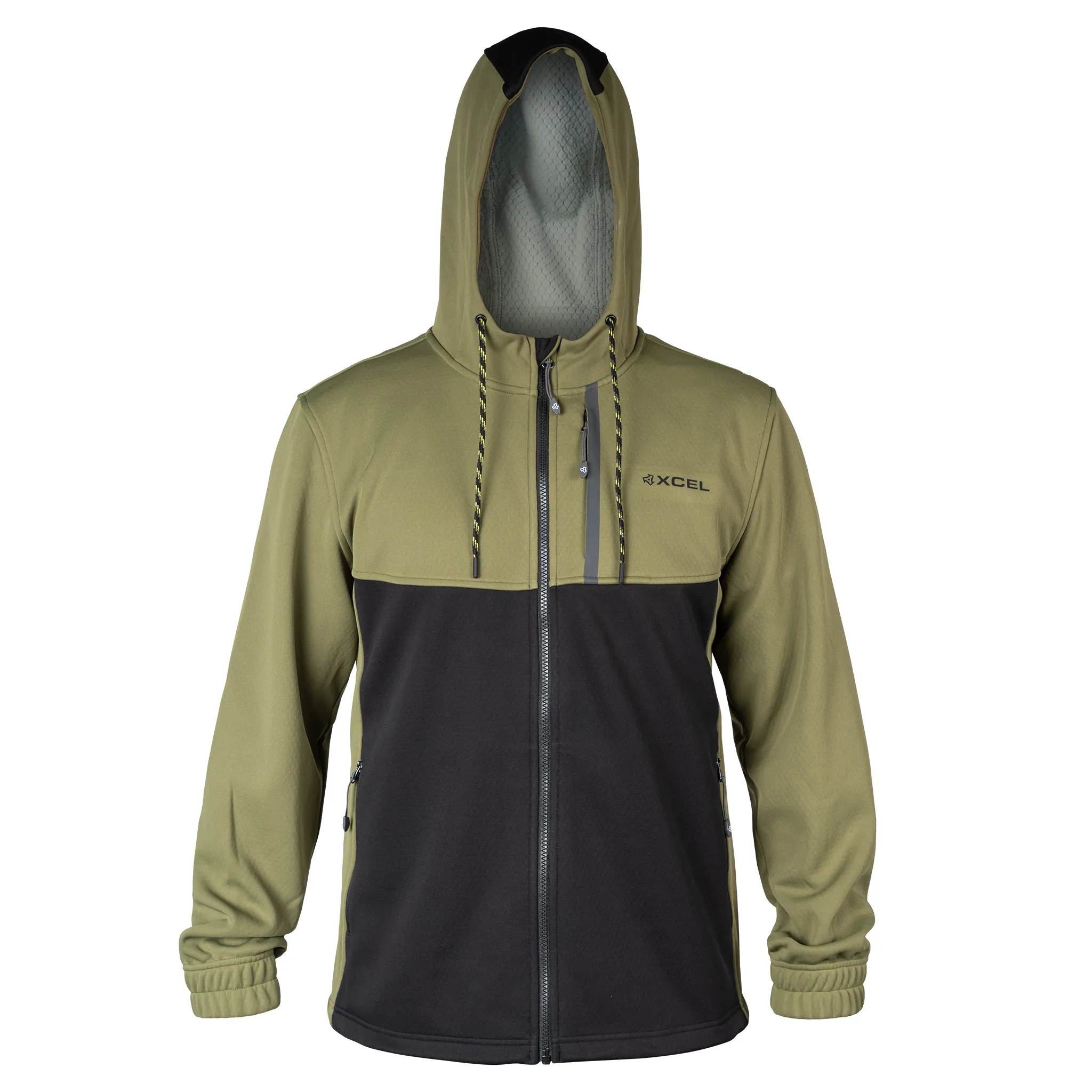 Men's Drylock Hooded Water Repellent Bonded Fleece - Olive/Black