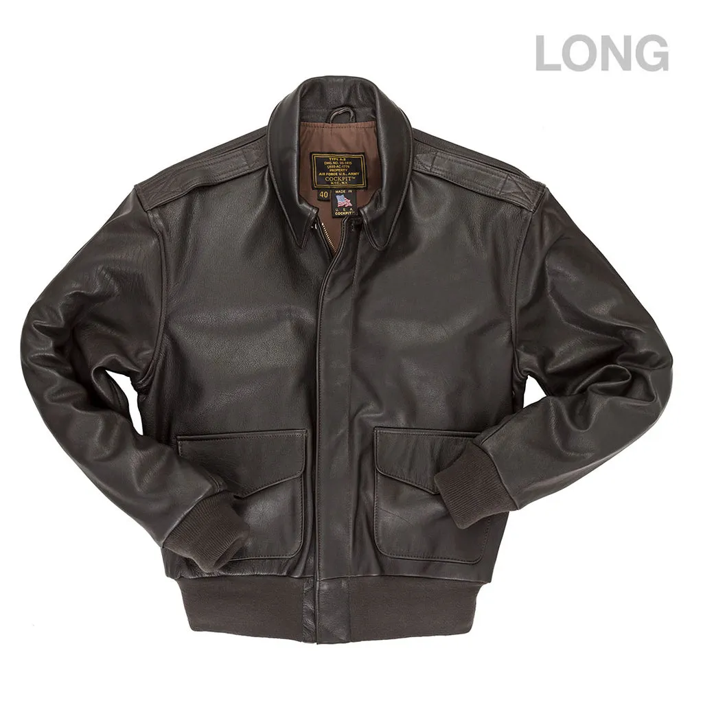 Men's Reissue Tall Dark Brown Leather Flight Jacket