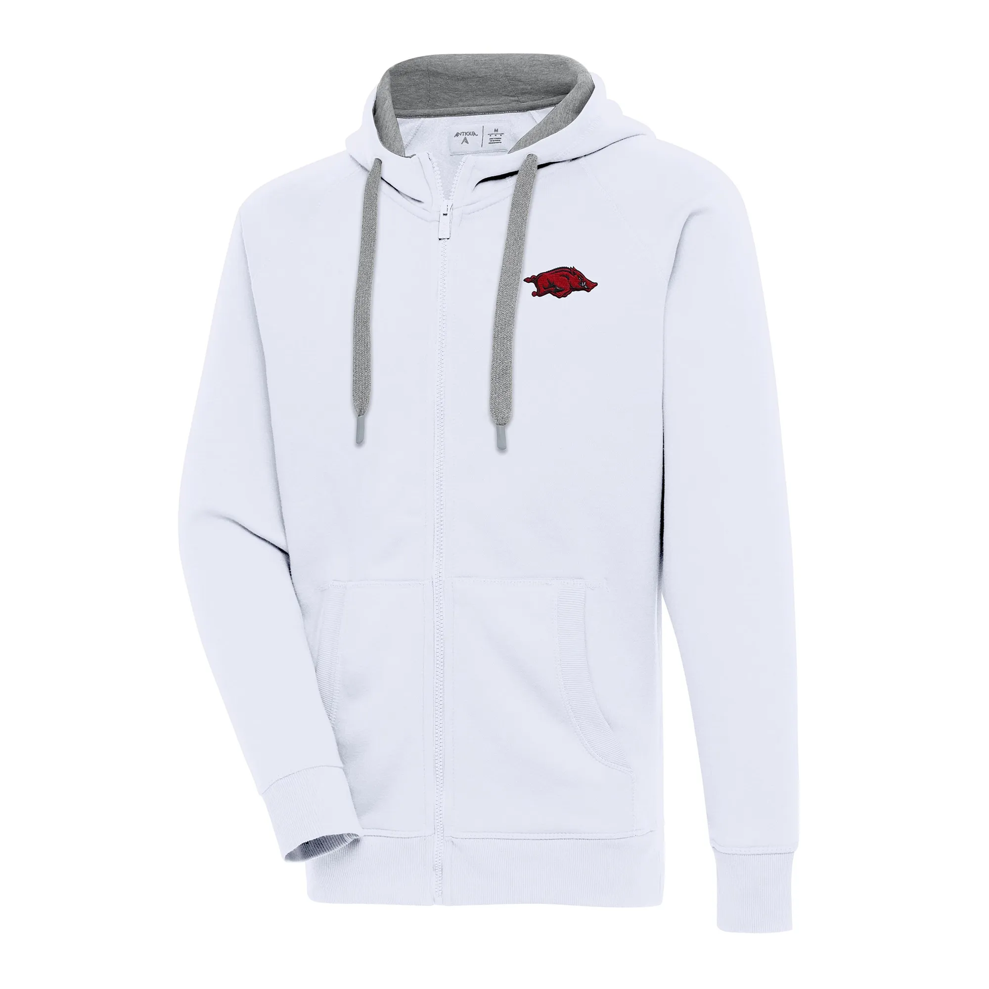 Men's Antigua White Arkansas Razorbacks Big & Tall Victory Full-Zip Hoodie Jacket