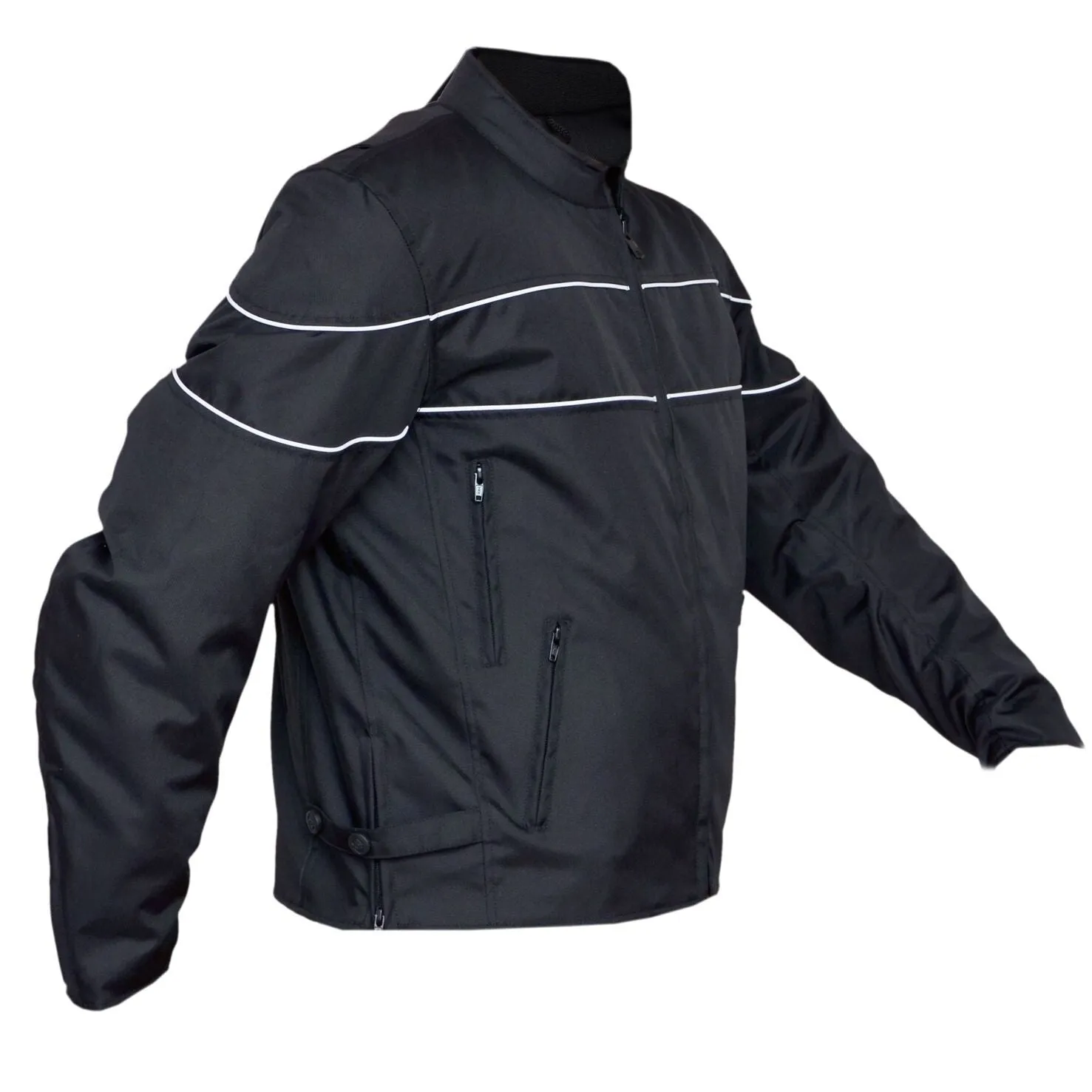 Mens Armoured Black Cordura Biker Jacket with double lining