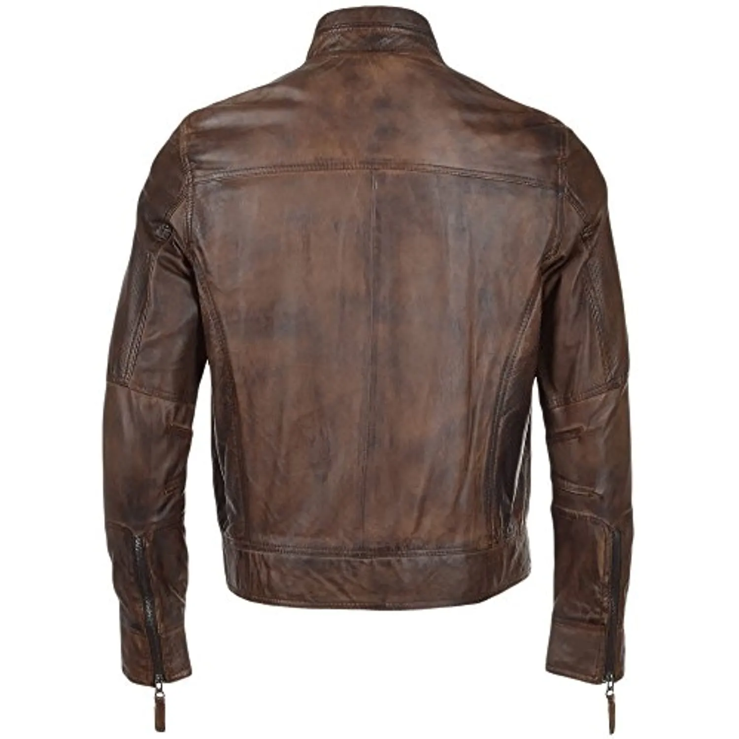 Mens Ashwood Biker Style Vintage Brown Leather Jacket