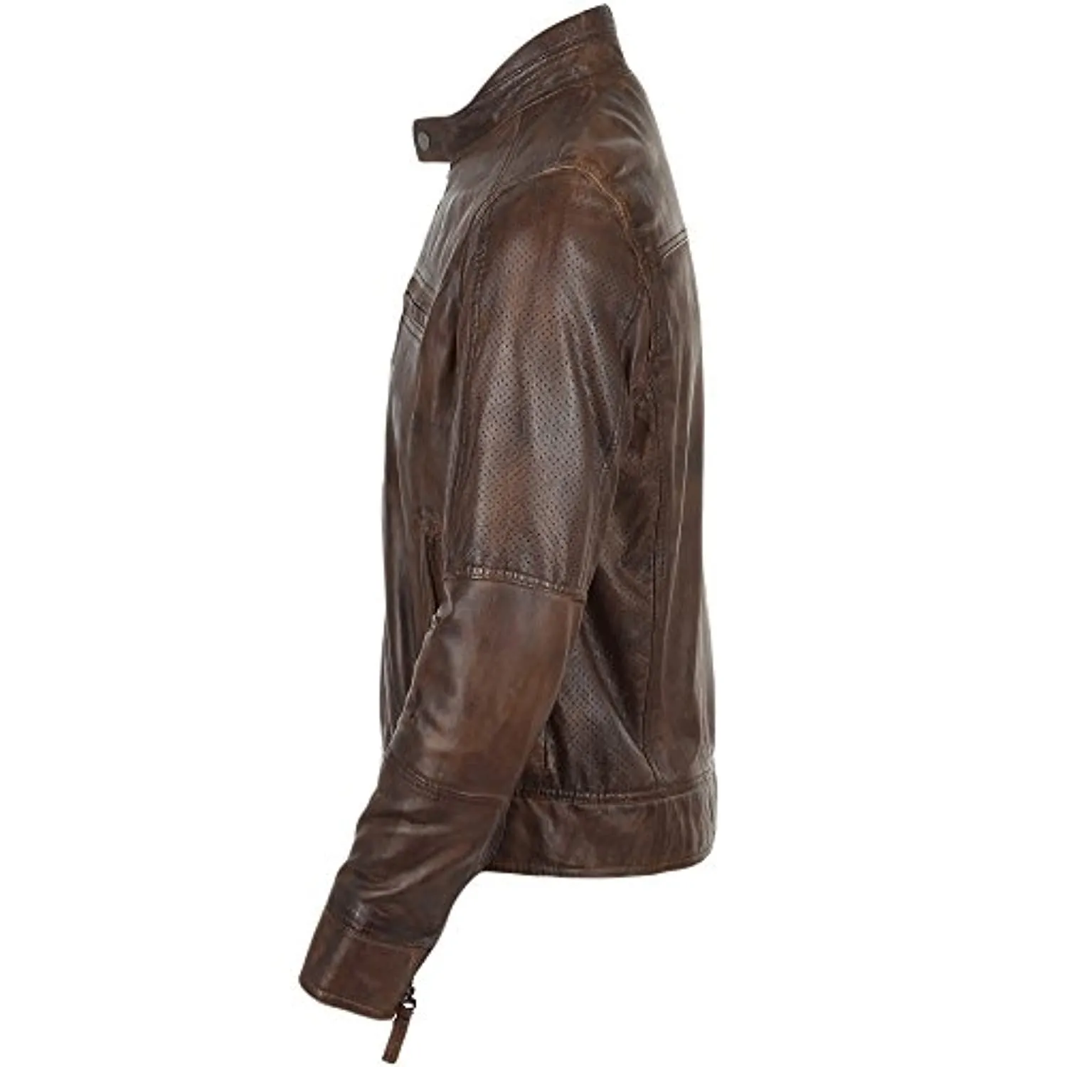 Mens Ashwood Biker Style Vintage Brown Leather Jacket