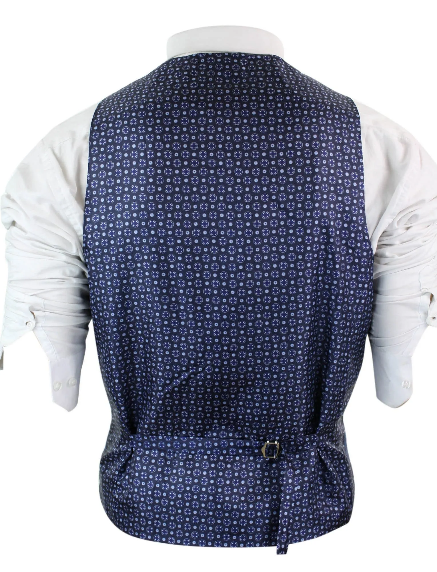 Mens Blue Waistcoat Tweed Herringbone Wool Peaky Blinders Vintage Retro