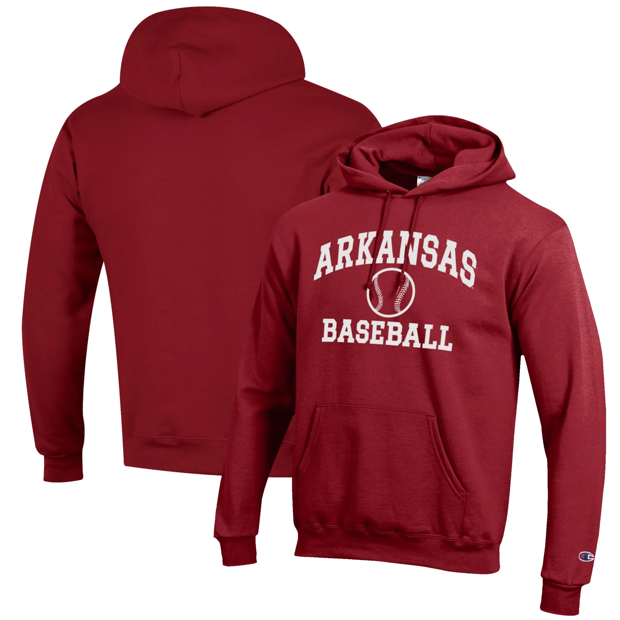 Men's Champion Cardinal Arkansas Razorbacks Baseball Icon Pullover Hoodie