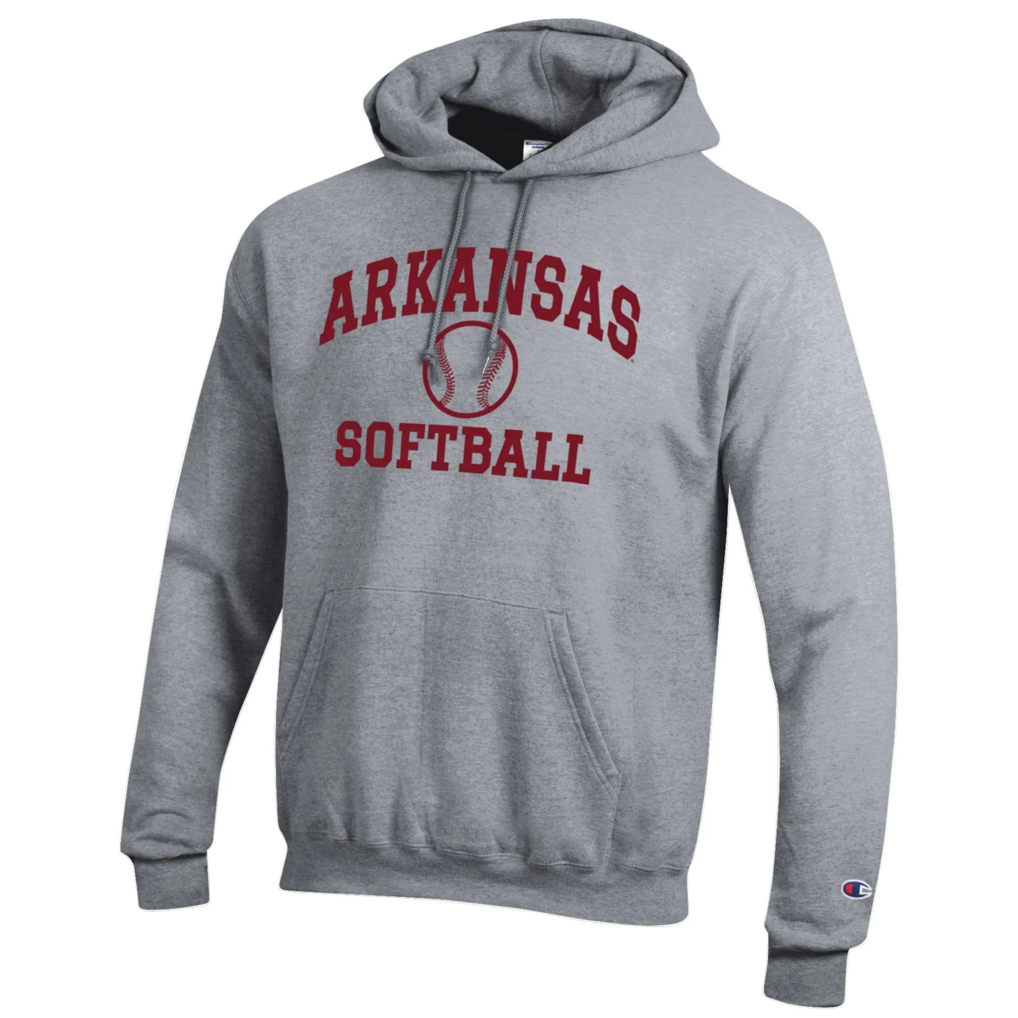 Men's Champion Gray Arkansas Razorbacks Softball Icon Pullover Hoodie