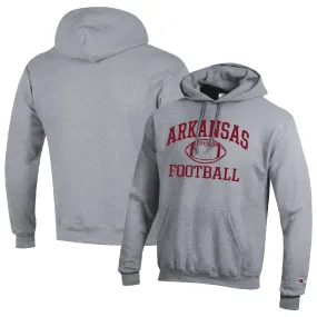 Men's Champion Heather Gray Arkansas Razorbacks Football Icon Pullover Hoodie