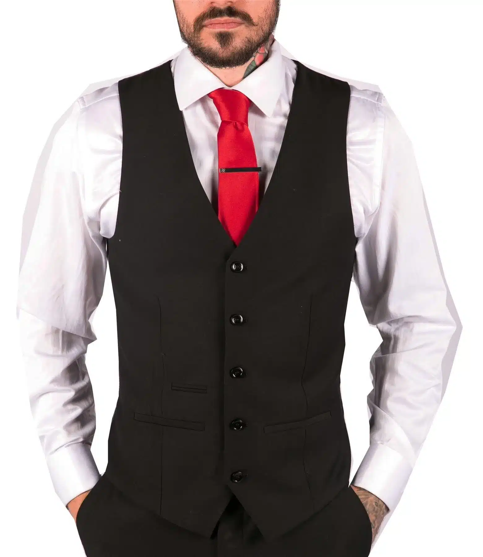 Mens Classic Black Waistcoat Funeral Wedding Office Work Smart Casual Slim Fit