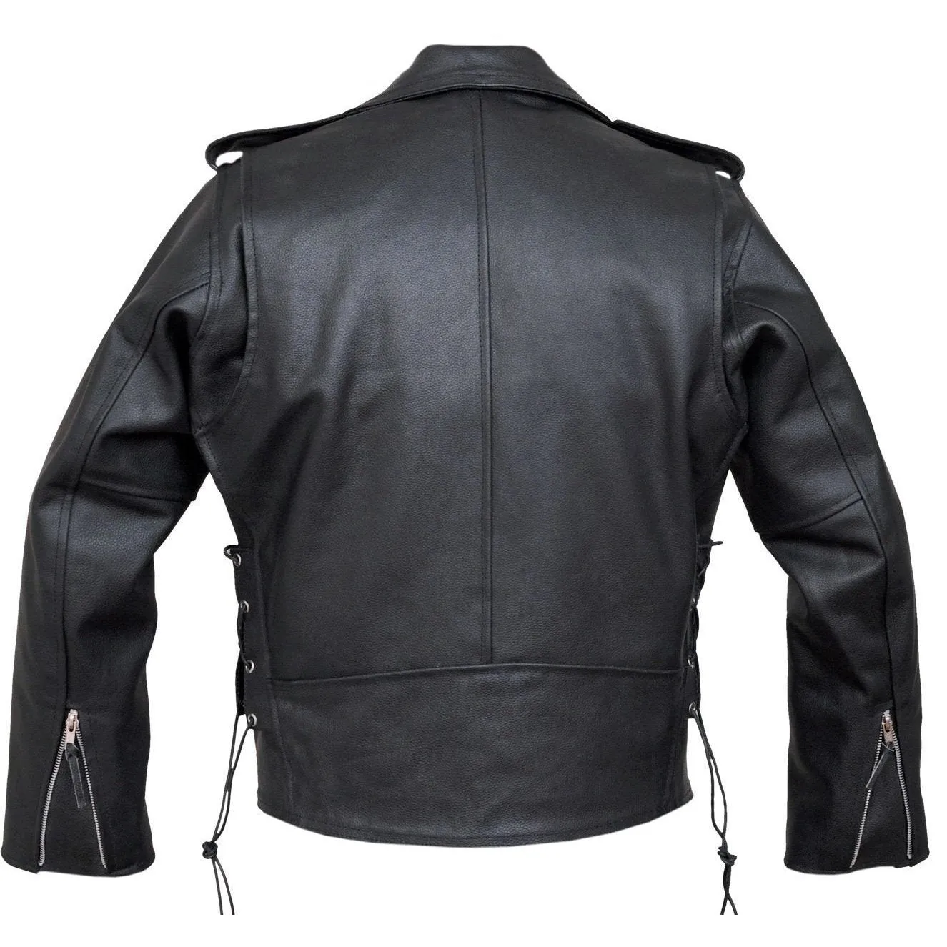 Mens Full Grain Cowhide Brando Belted Biker Leather Jacket Black Brown