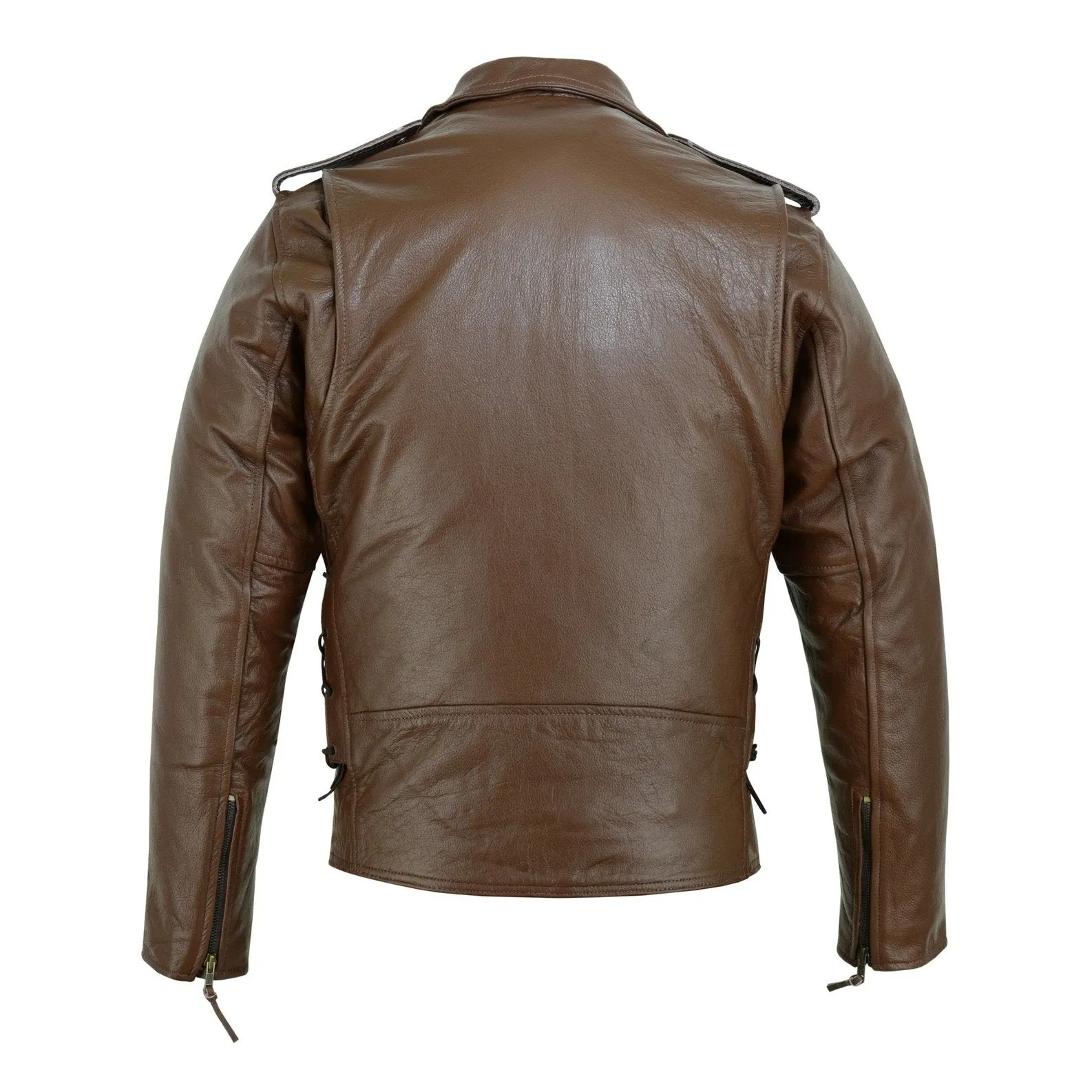 Mens Full Grain Cowhide Brando Belted Biker Leather Jacket Black Brown