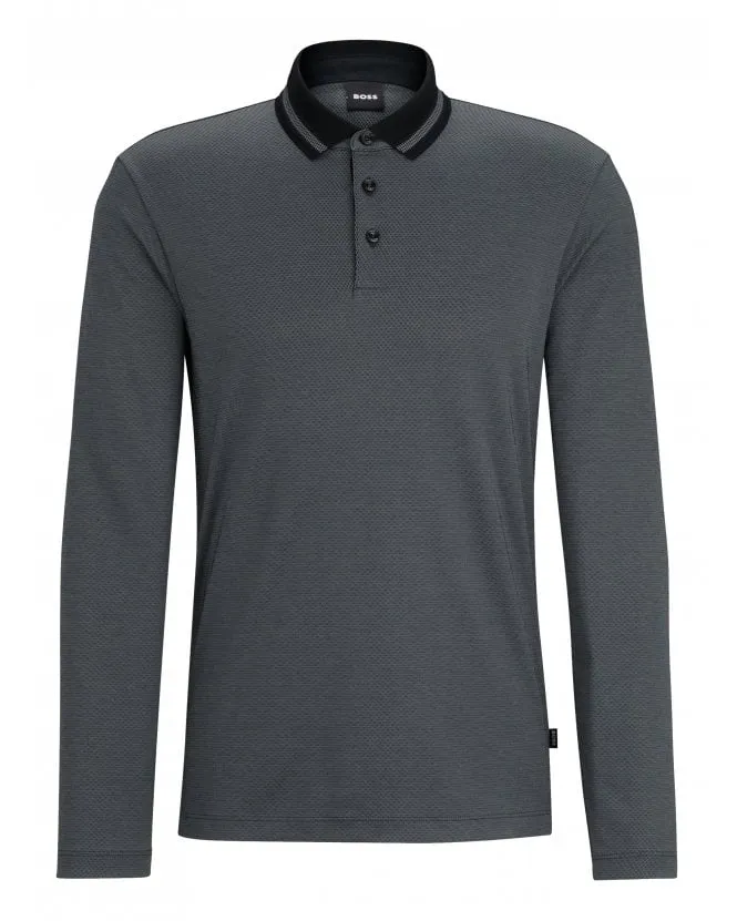 Mens Pleins Woven Polo Shirt Black