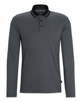 Mens Pleins Woven Polo Shirt Black