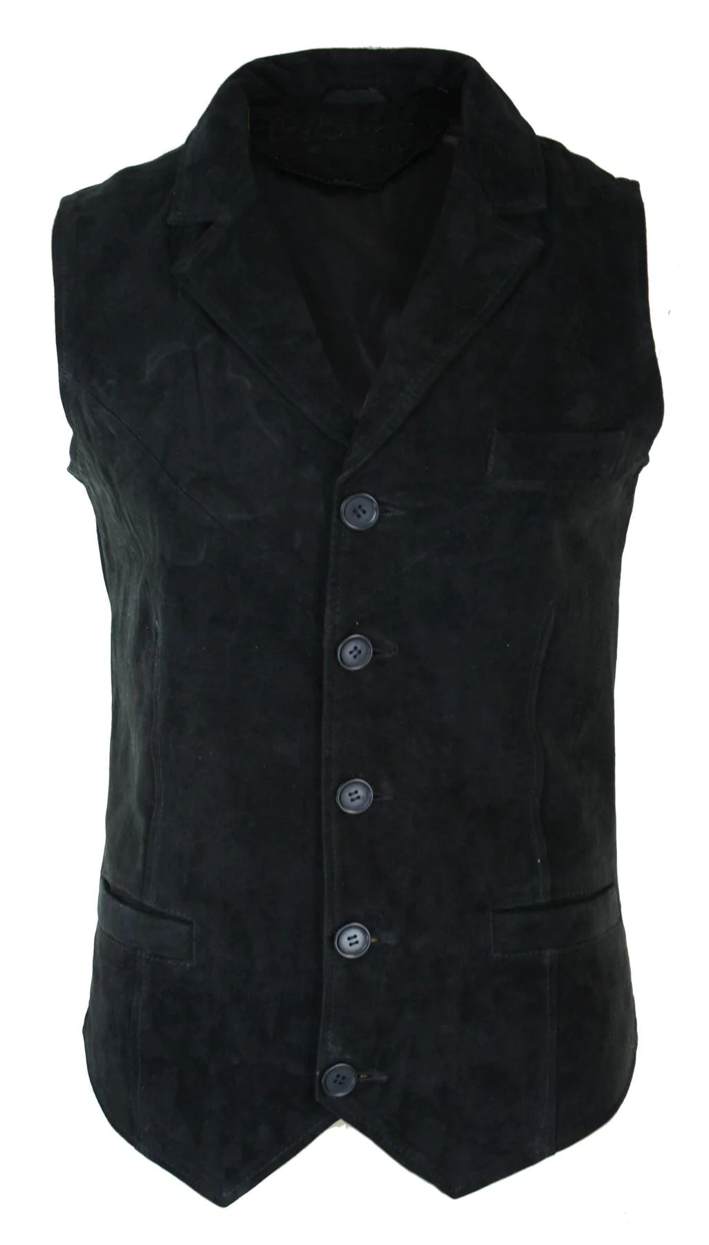 Mens Real Suede Leather Black Smart Casual Gilet Waistcoat Vintage Retro