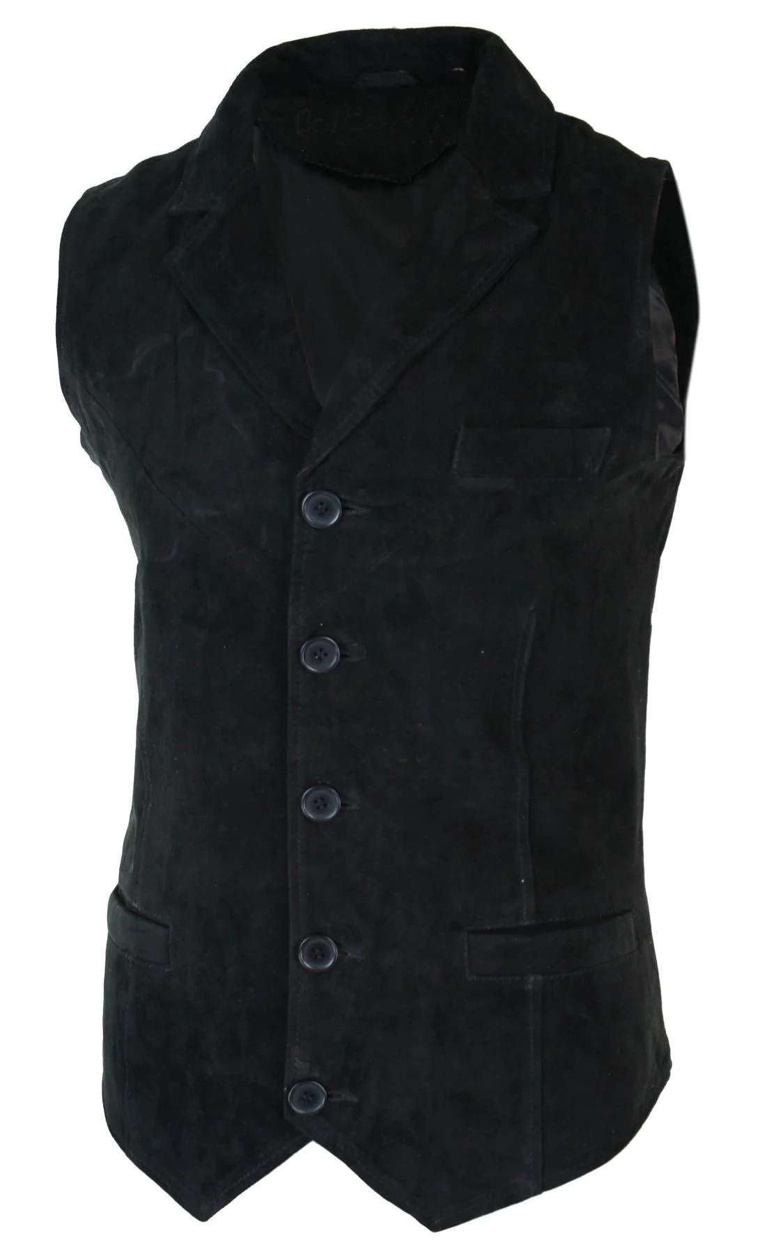 Mens Real Suede Leather Black Smart Casual Gilet Waistcoat Vintage Retro