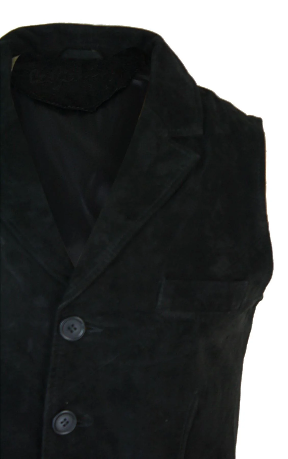 Mens Real Suede Leather Black Smart Casual Gilet Waistcoat Vintage Retro