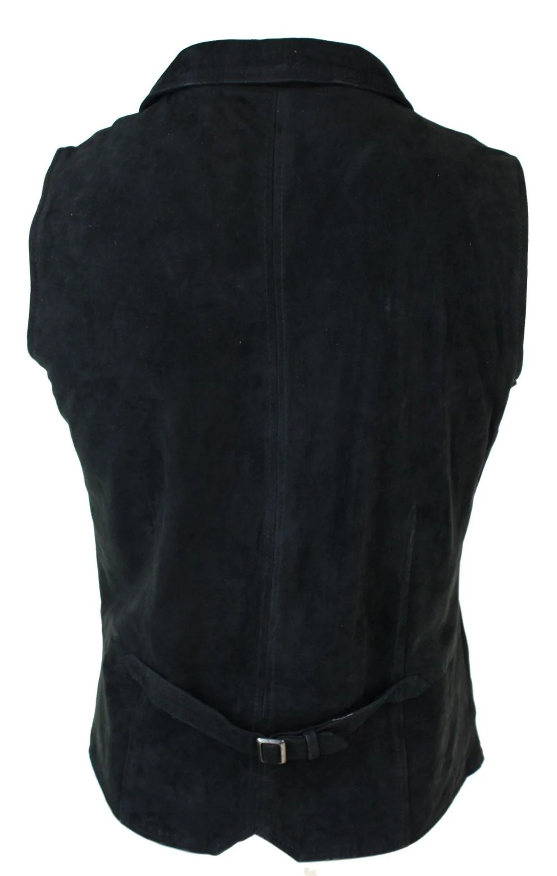 Mens Real Suede Leather Black Smart Casual Gilet Waistcoat Vintage Retro