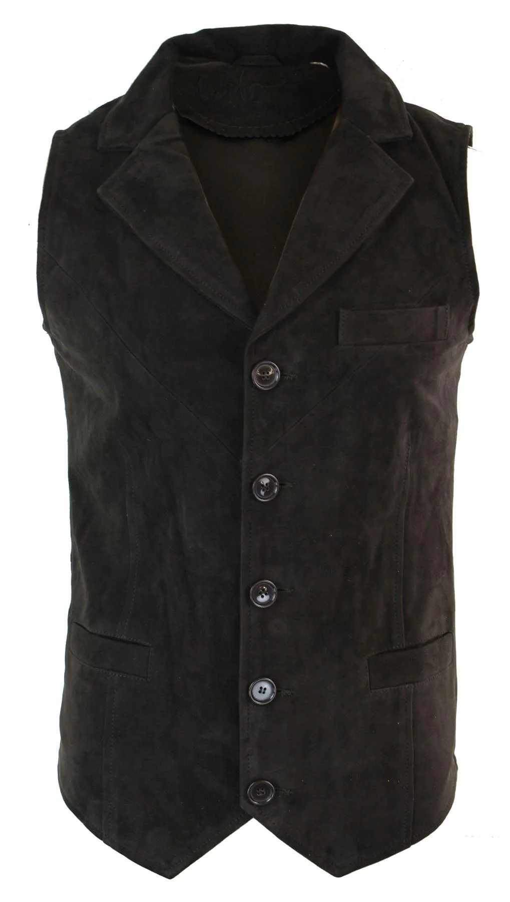 Mens Real Suede Leather Brown Smart Casual Gilet Waistcoat Vintage Retro