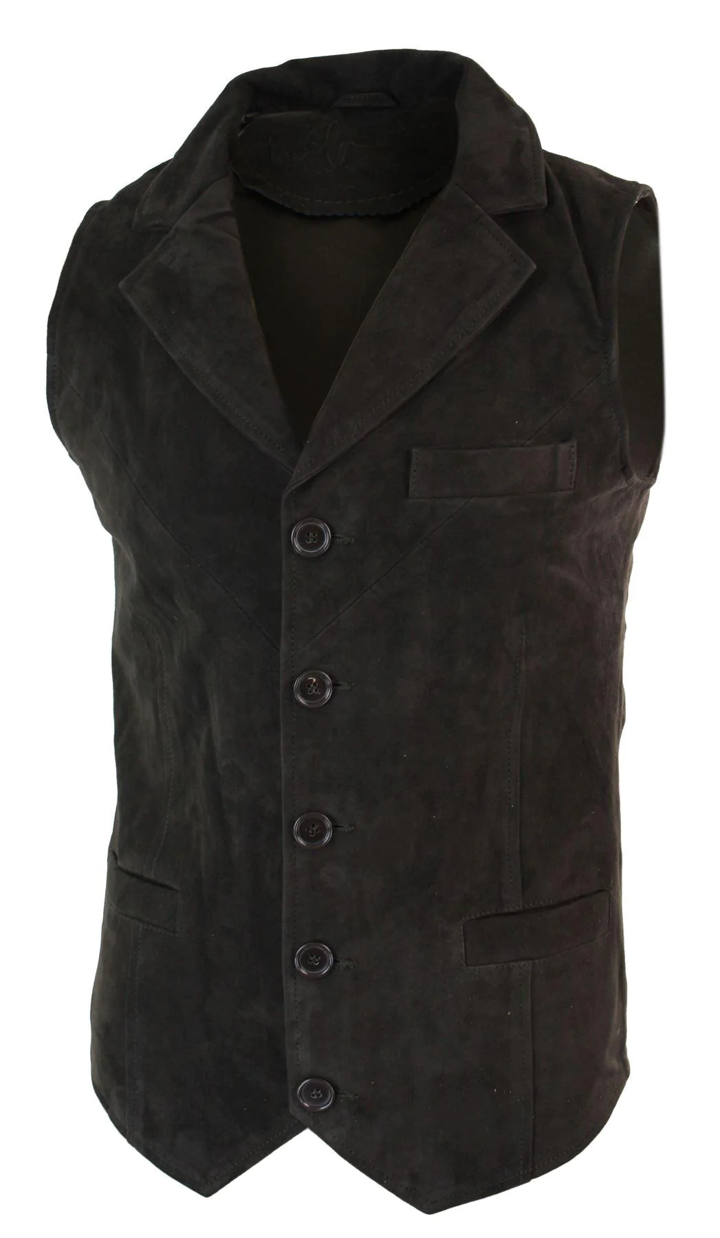 Mens Real Suede Leather Brown Smart Casual Gilet Waistcoat Vintage Retro