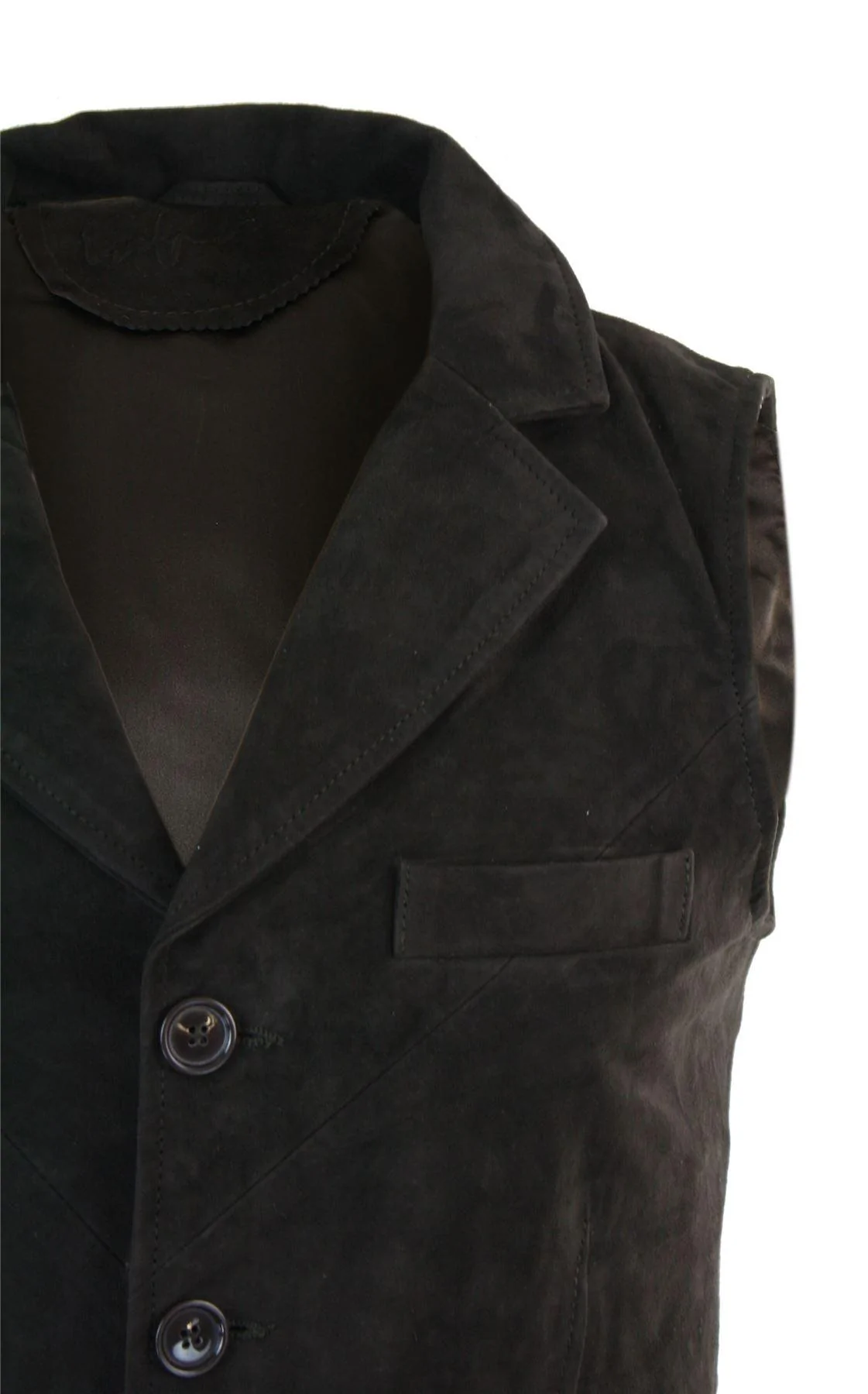 Mens Real Suede Leather Brown Smart Casual Gilet Waistcoat Vintage Retro