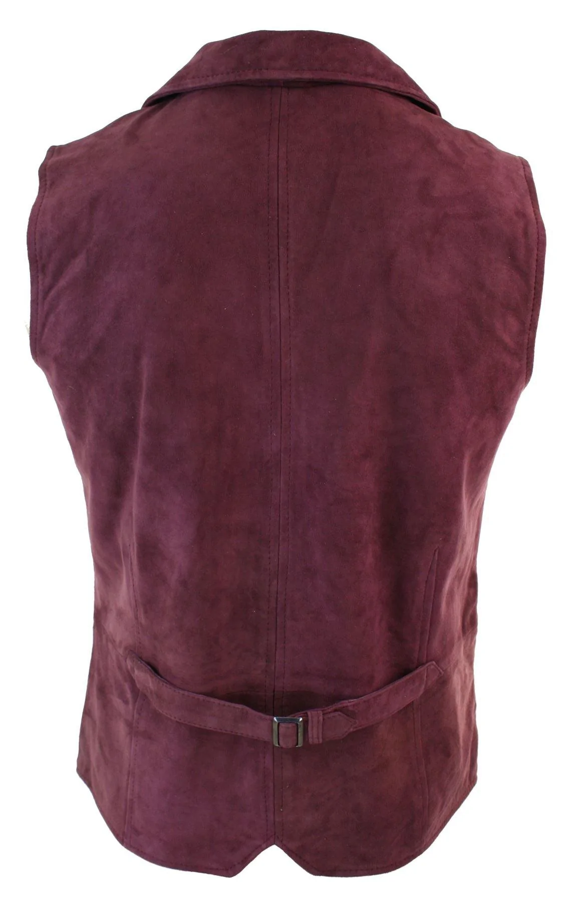 Mens Real Suede Leather Burgundy Smart Casual Gilet Waistcoat Vintage Retro