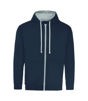 Mens varsity heather full zip hoodie new french navy/heather grey Awdis