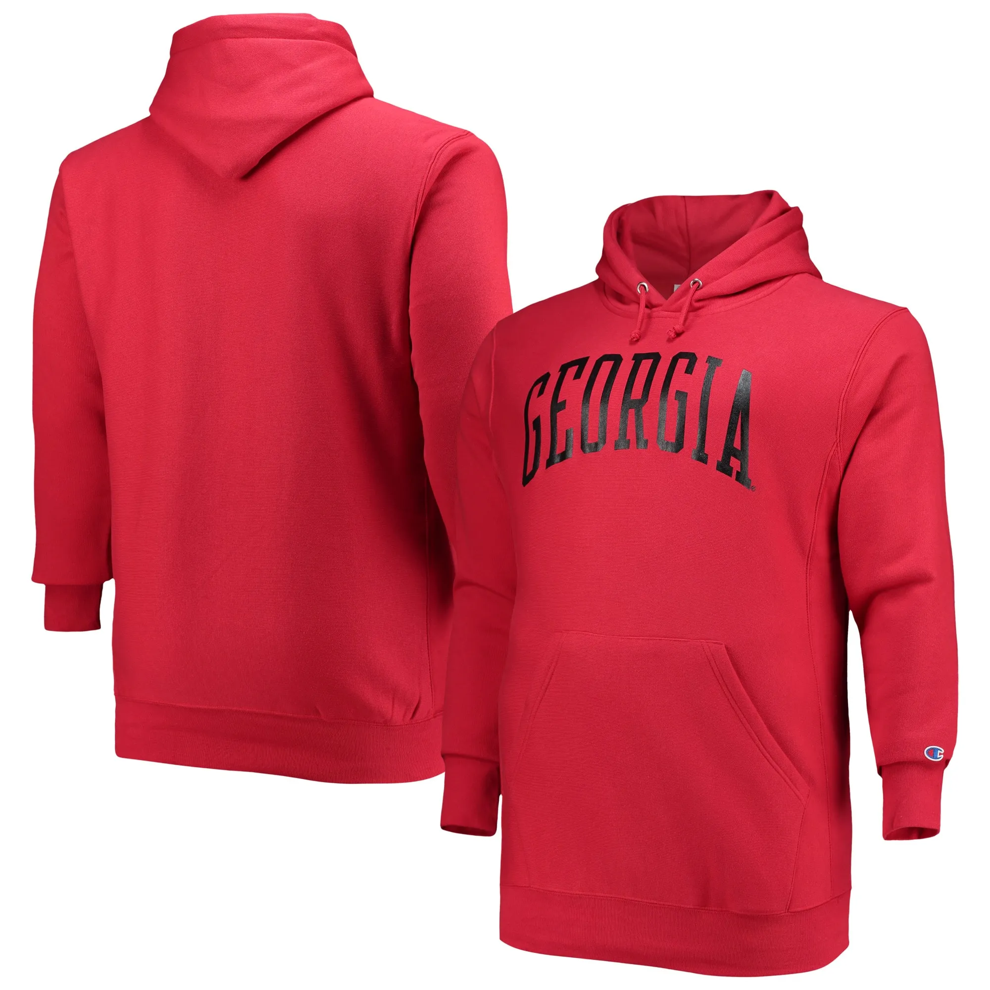 Men's Champion Red Georgia Bulldogs Big & Tall Reverse Weave Fleece Pullover Hoodie Sweatshirt