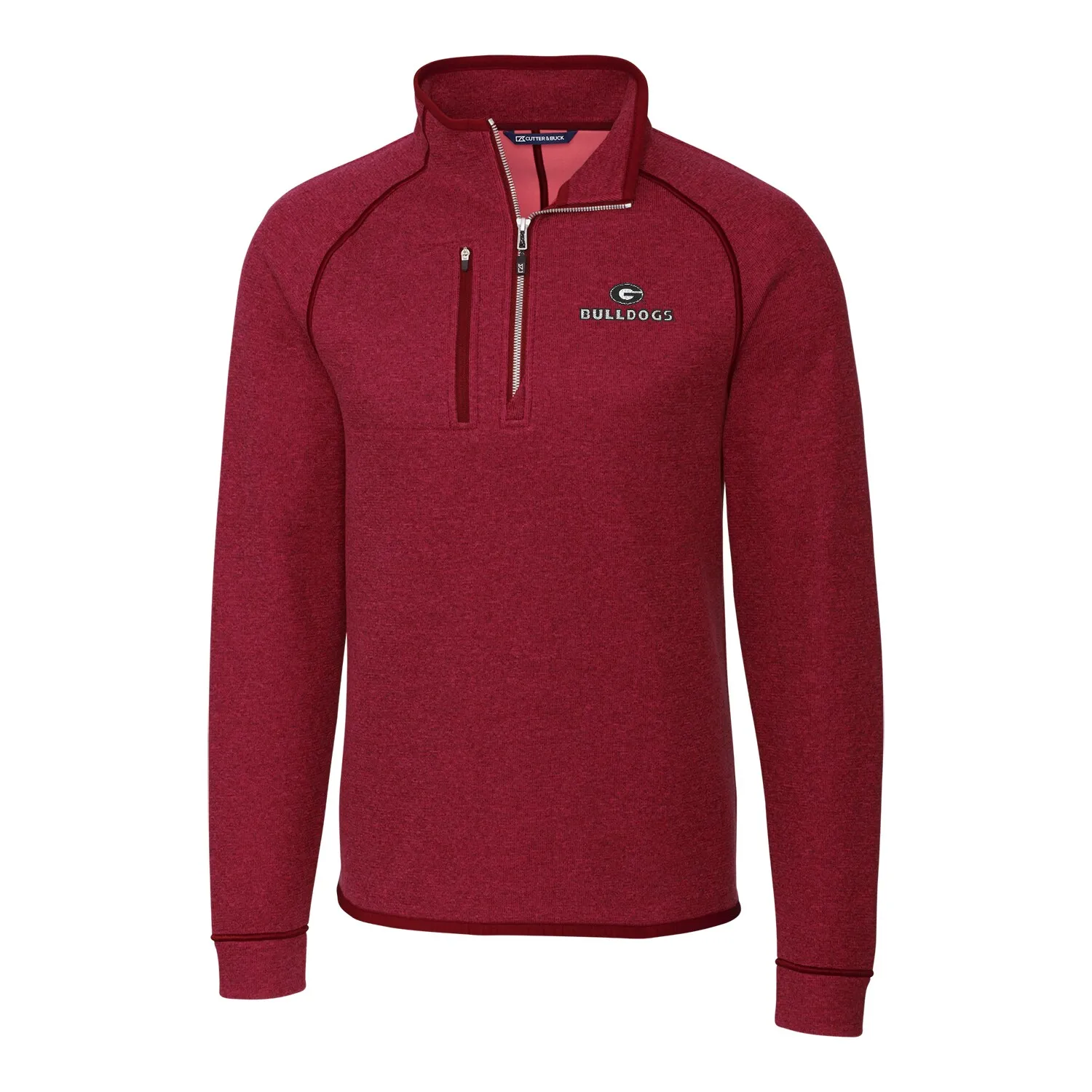 Men's Cutter & Buck Red Georgia Bulldogs Mainsail Half-Zip Pullover Jacket