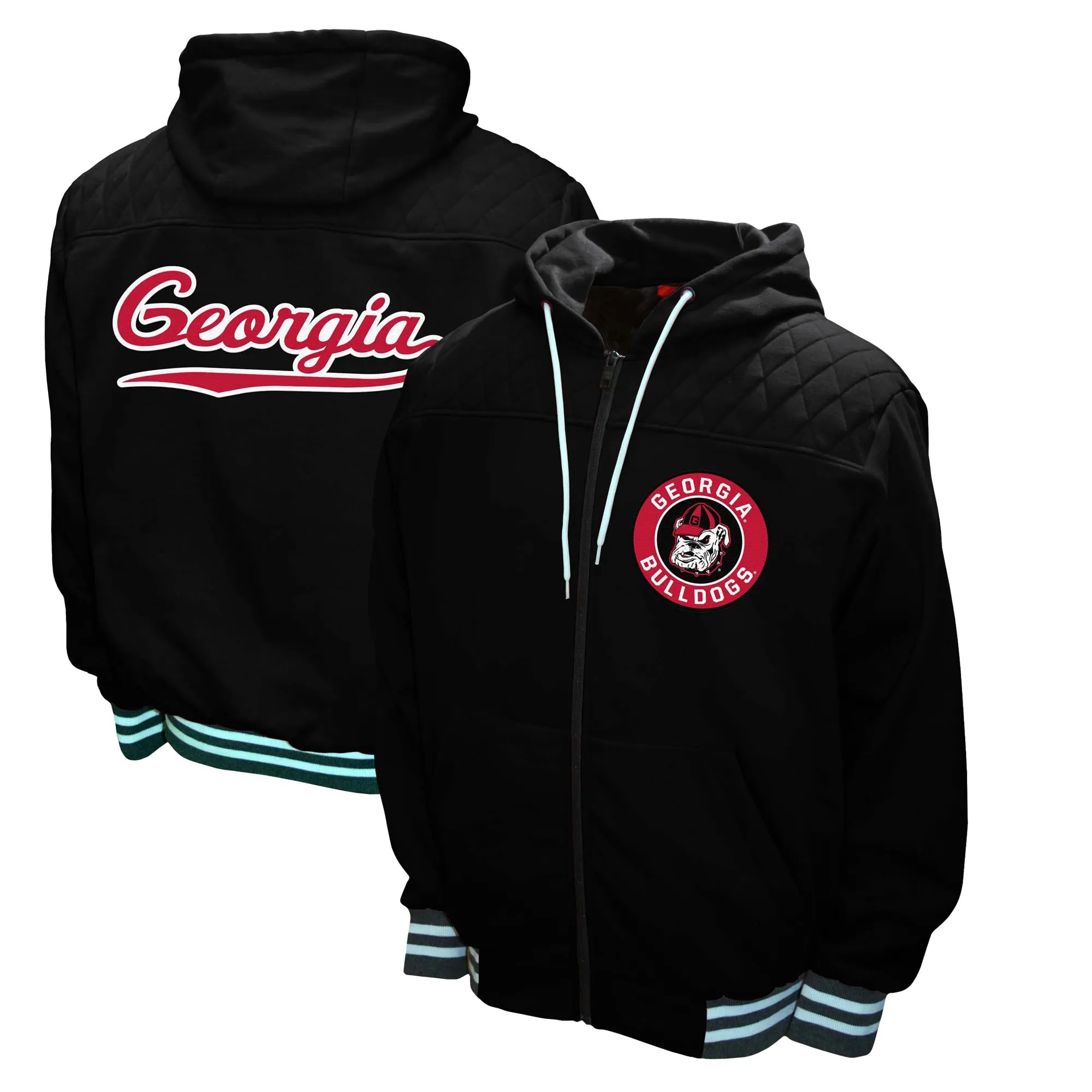 Men's Franchise Club Black Georgia Bulldogs Walk-On Full Zip Hoodie Jacket