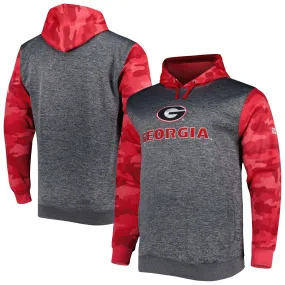 Men's Heather Charcoal Georgia Bulldogs Big & Tall Raglan Fleece Pullover Hoodie