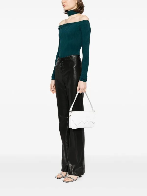 Missoni Flap Wave White Leather Shoulder Bag