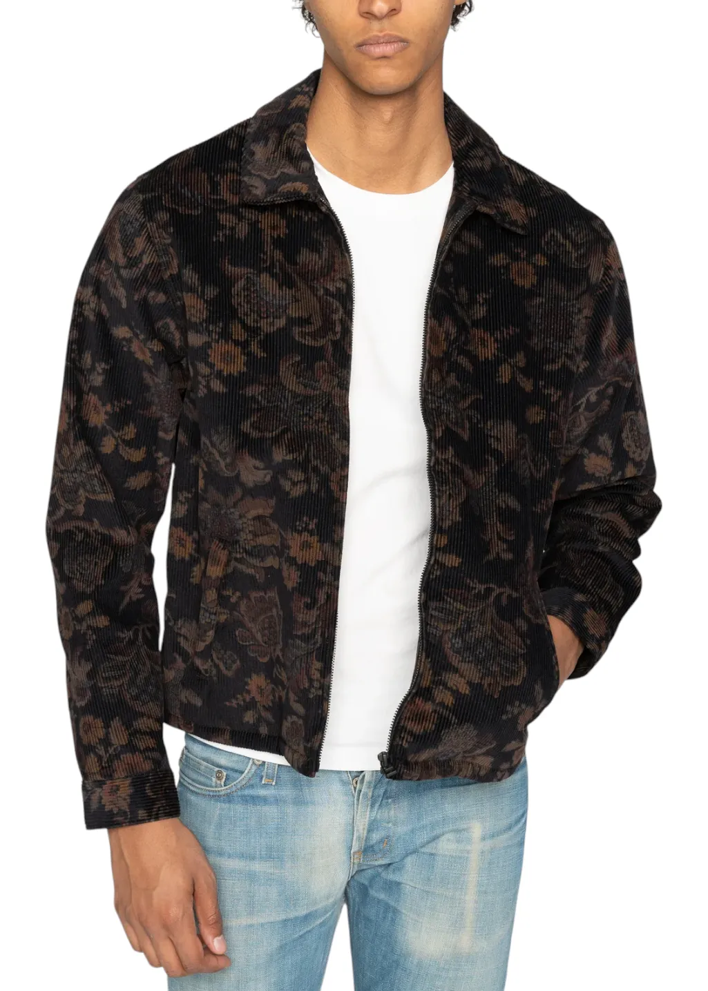 Naked & Famous Denim - Zip Jacket - Paisley Corduroy - Black