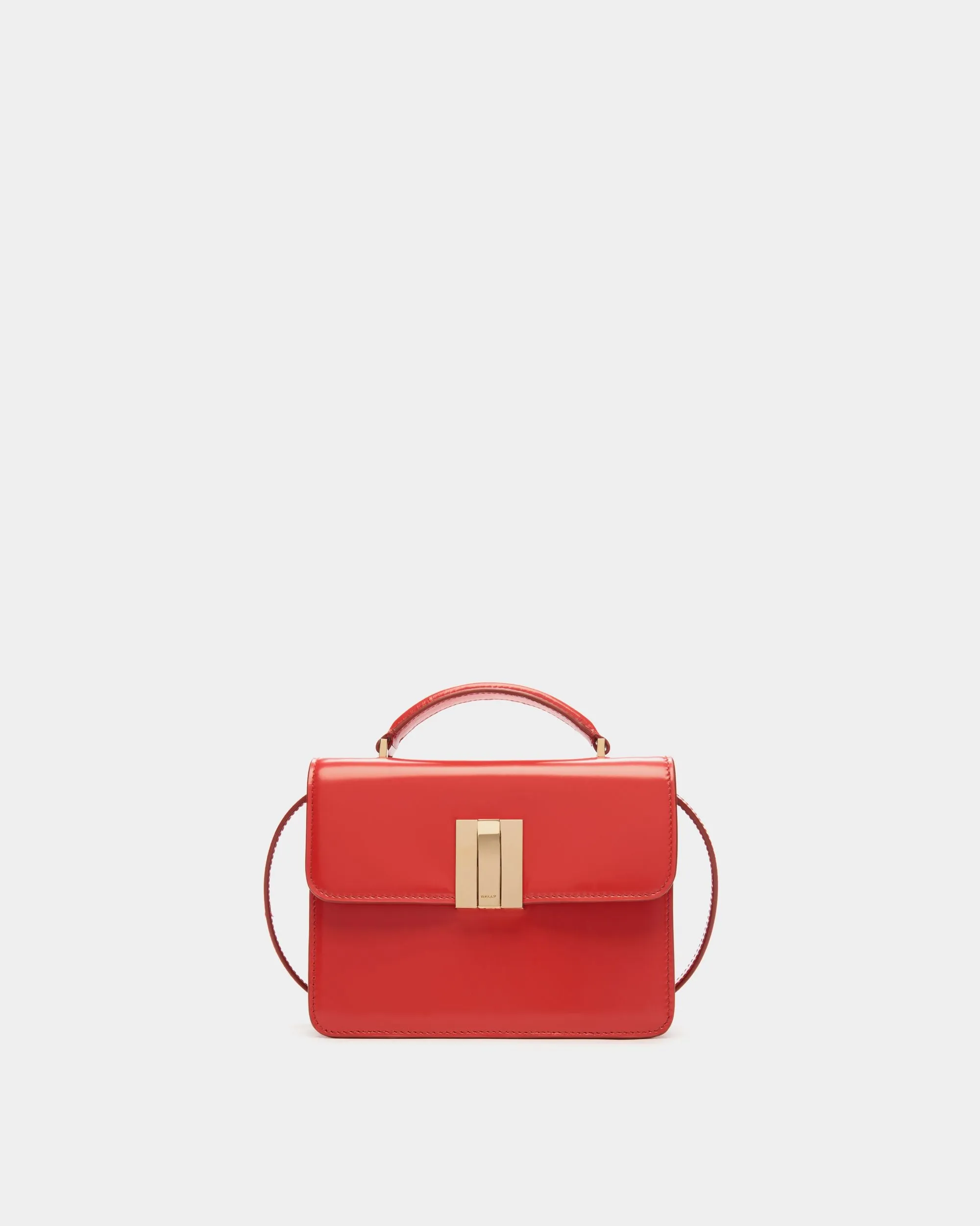 Ollam Mini Top Handle Bag in Candy Red Brushed Leather 