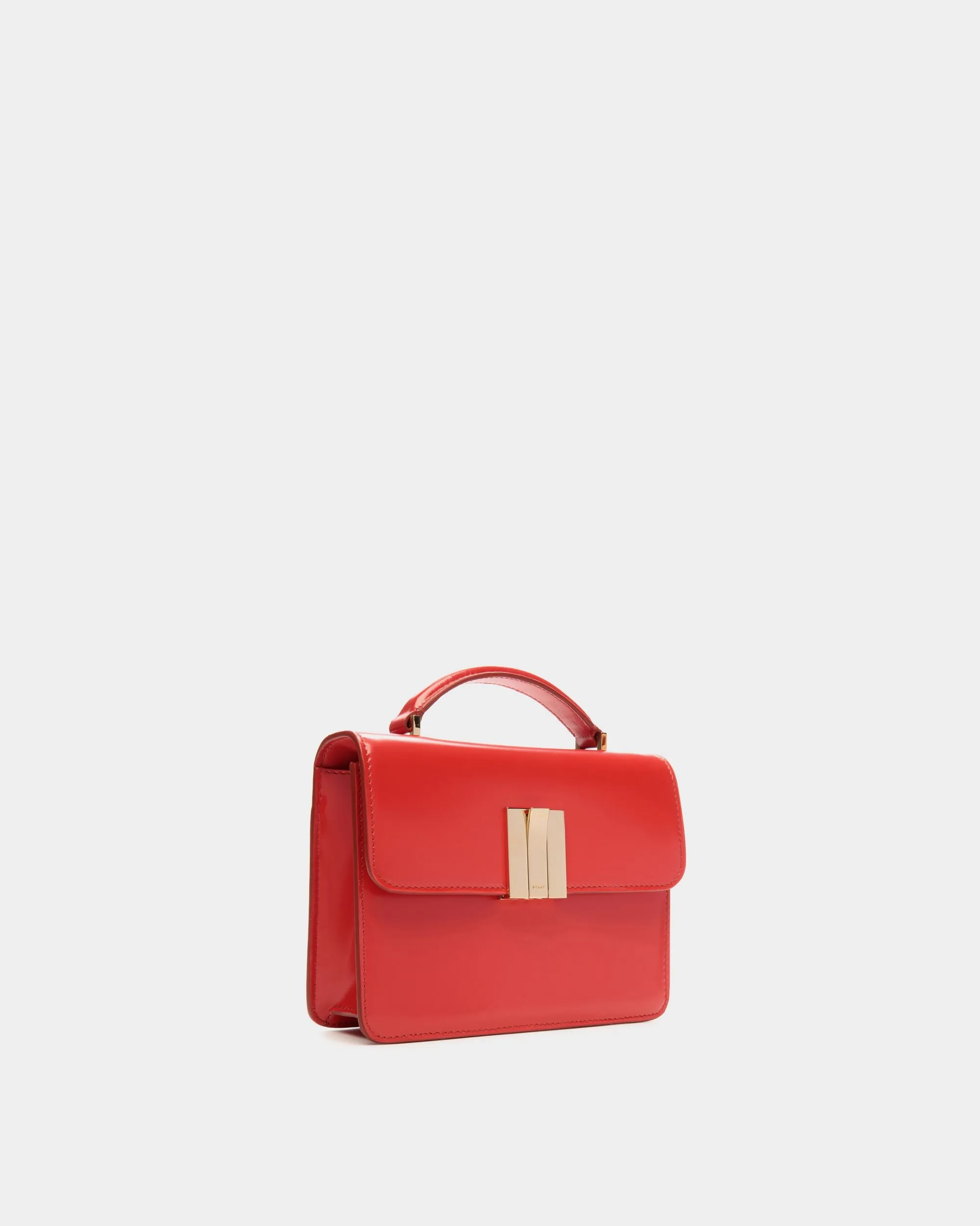 Ollam Mini Top Handle Bag in Candy Red Brushed Leather 