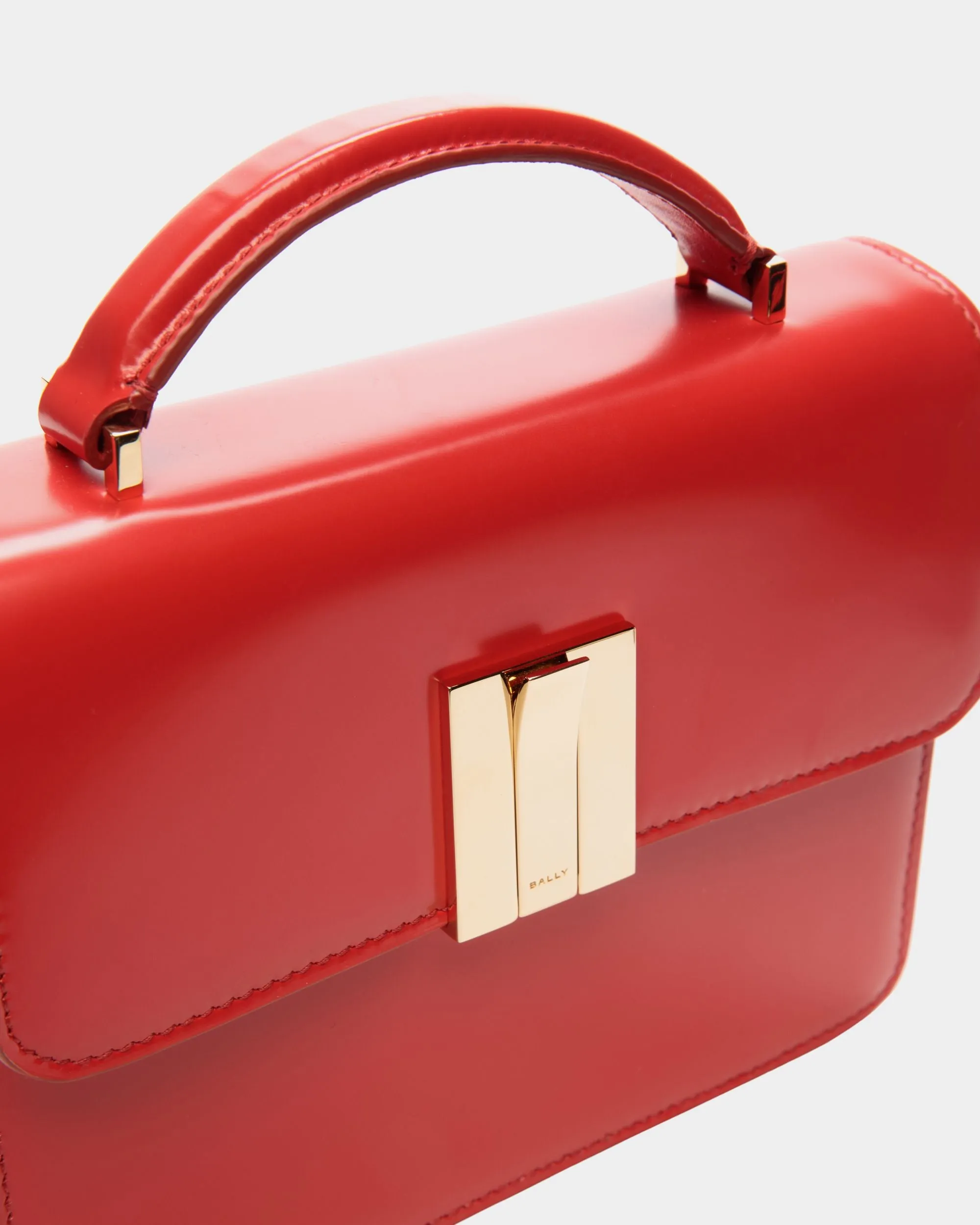 Ollam Mini Top Handle Bag in Candy Red Brushed Leather 