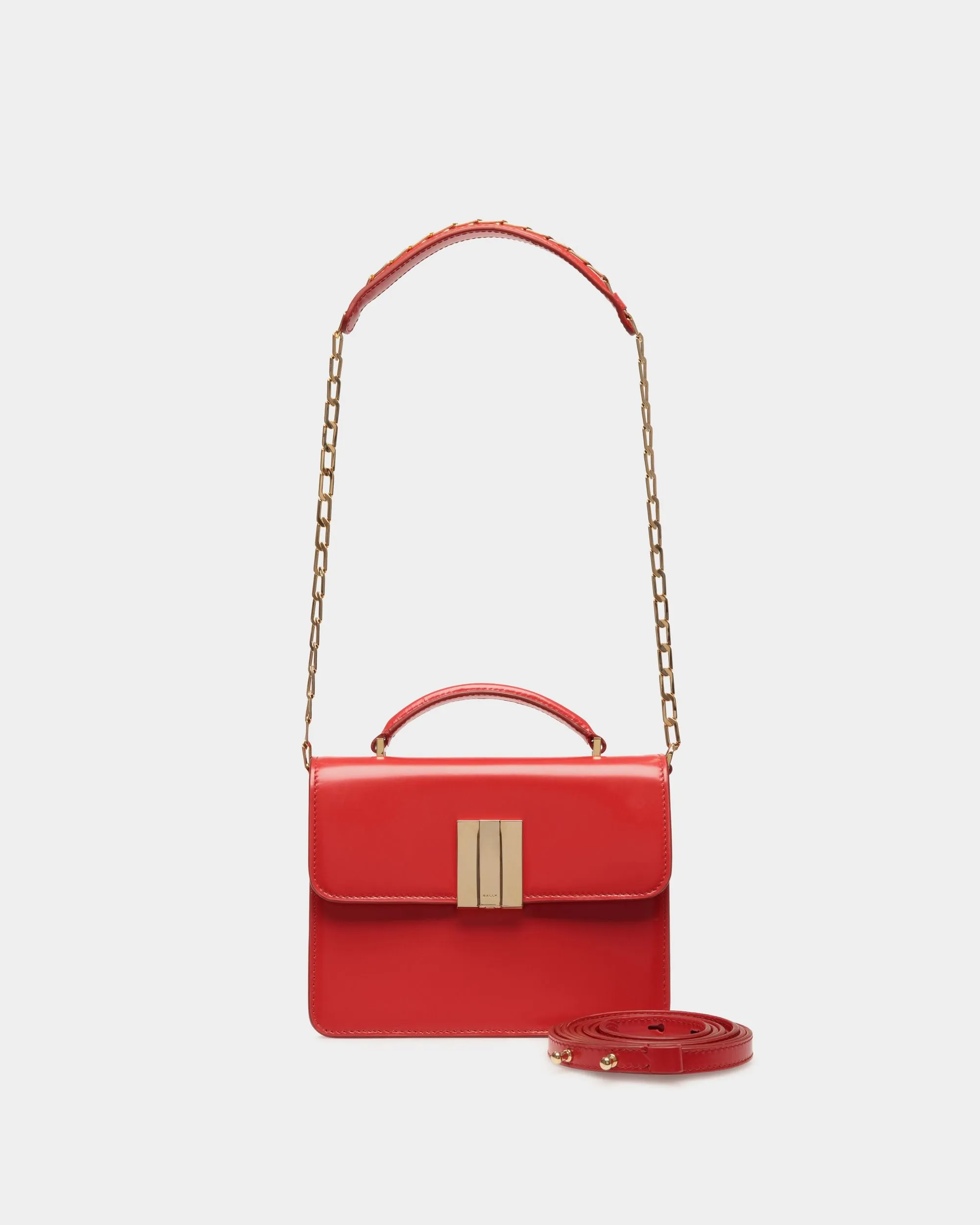 Ollam Mini Top Handle Bag in Candy Red Brushed Leather 