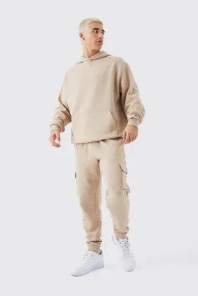 Oversized Boxy Hooded Cargo Tracksuit | boohooMAN UK