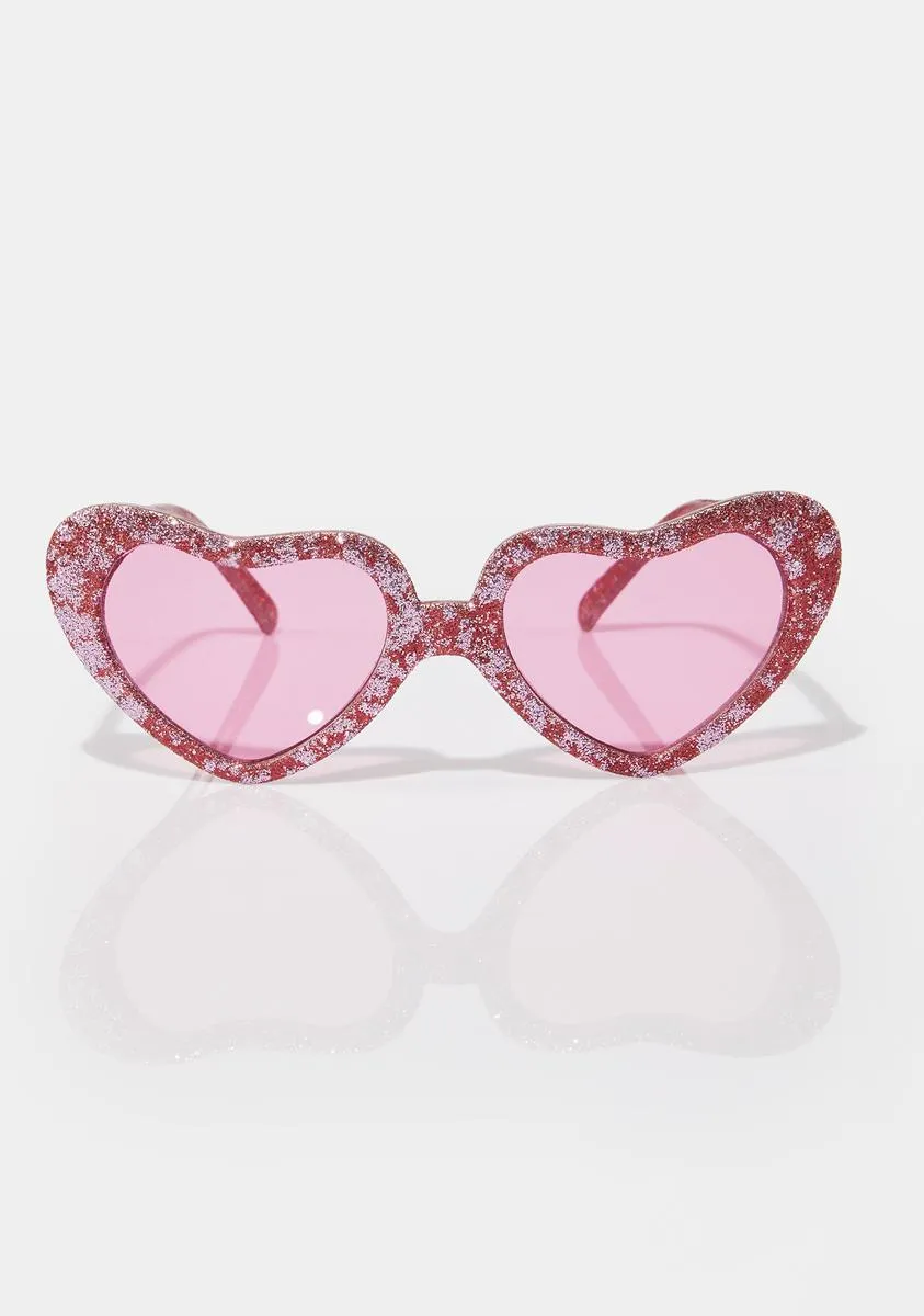 Pink Glitter Heart Sunglasses-