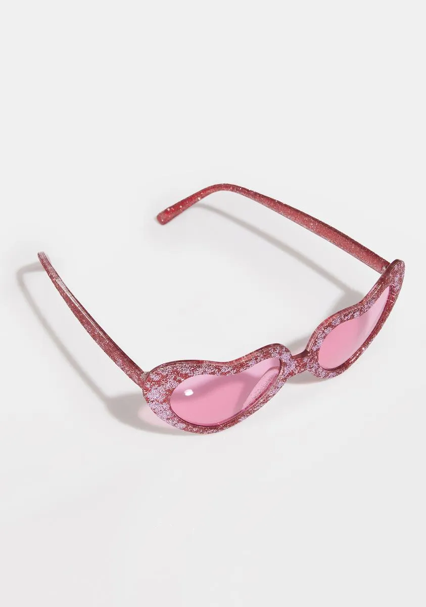 Pink Glitter Heart Sunglasses-