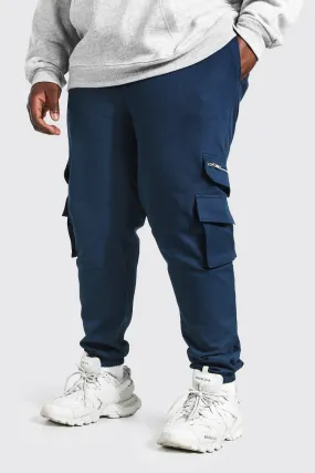 Plus Size Zip Detail Woven Cargo Joggers | boohooMAN UK