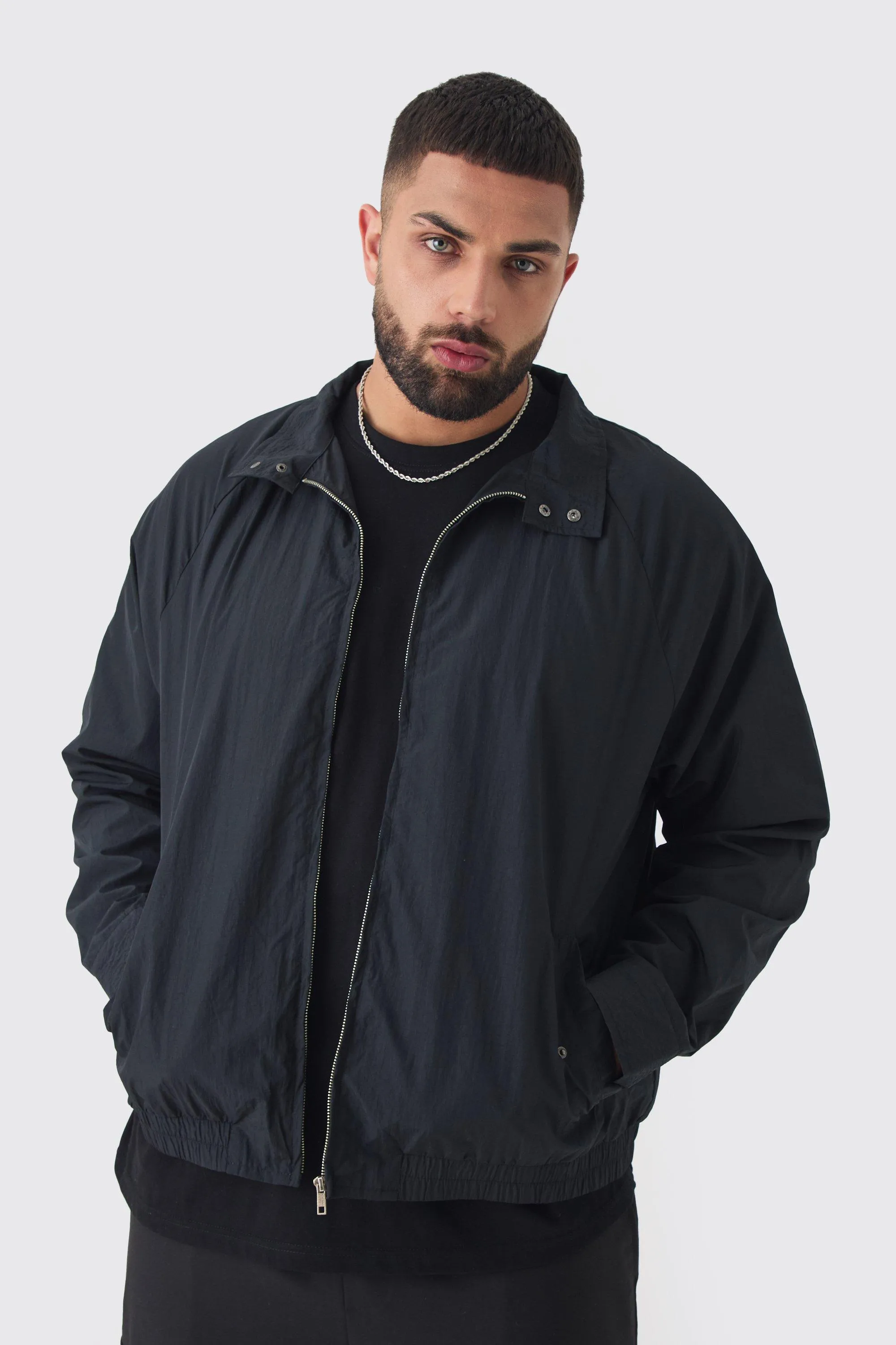 Plus Zip Up Lightweight Funnel Neck Jacket