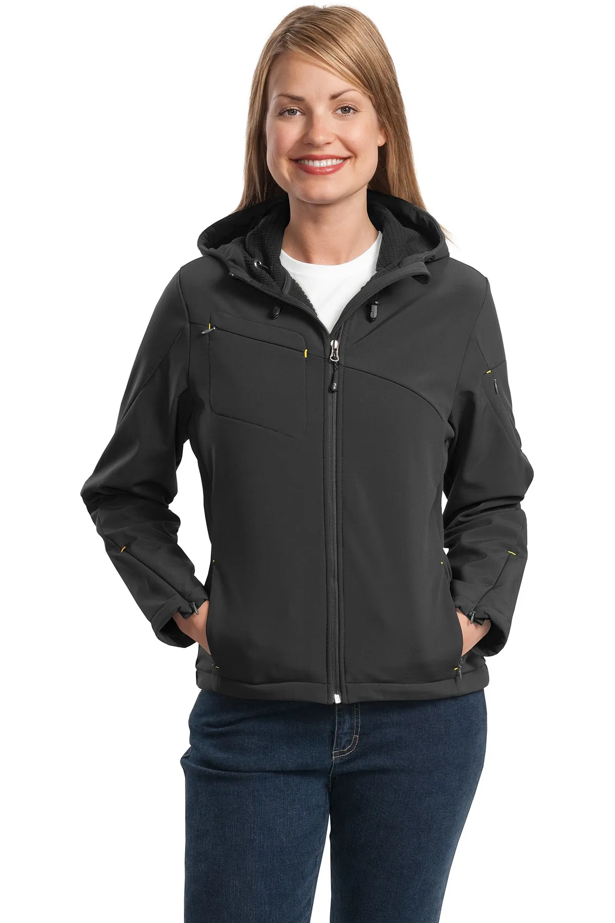 Port Authority Ladies Textured Hooded Soft Shell Jacket L706 SKU: L706