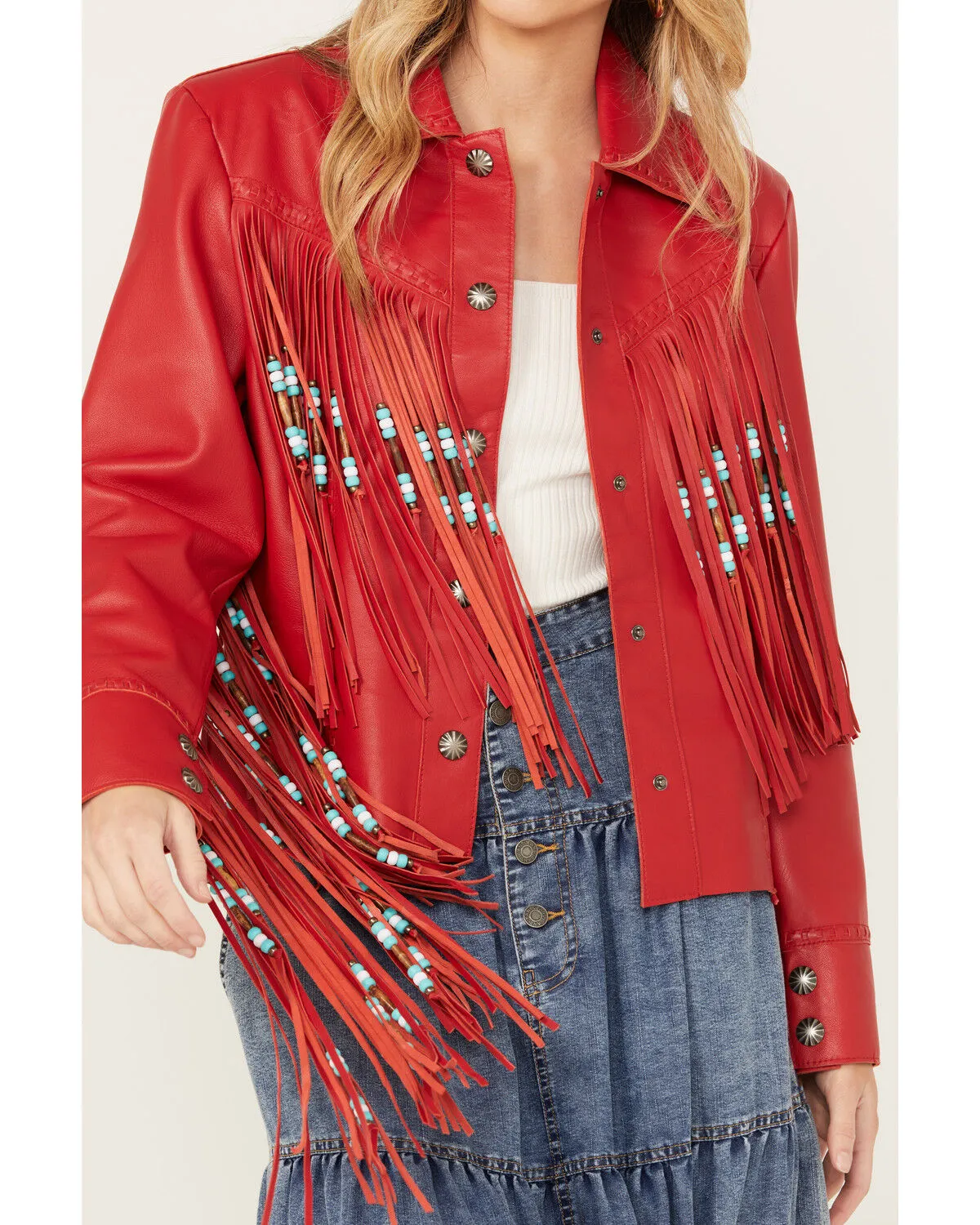 Product Name:  Cripple Creek Women's Leather Beaded Fringe Jacket