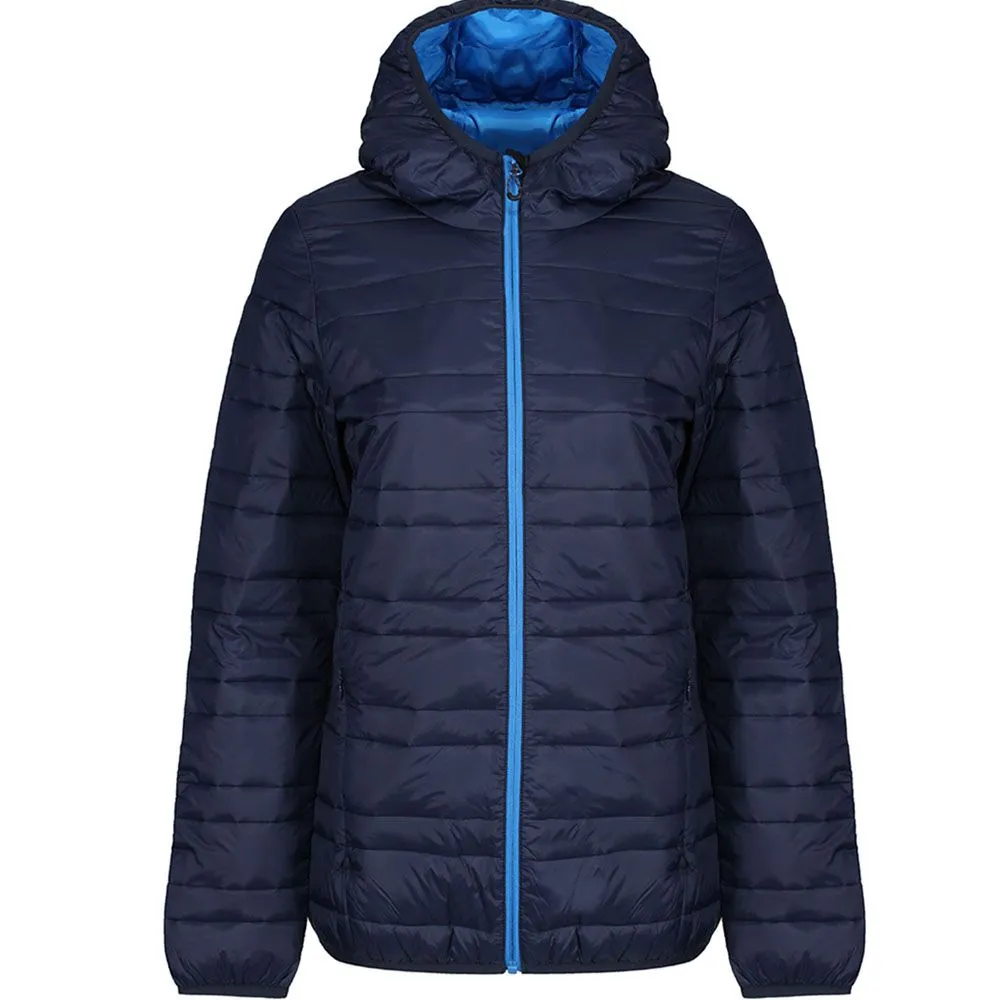 Regatta - Ladies Firedown Packaway Hooded Baffle Jacket - Navy   French Blue - S