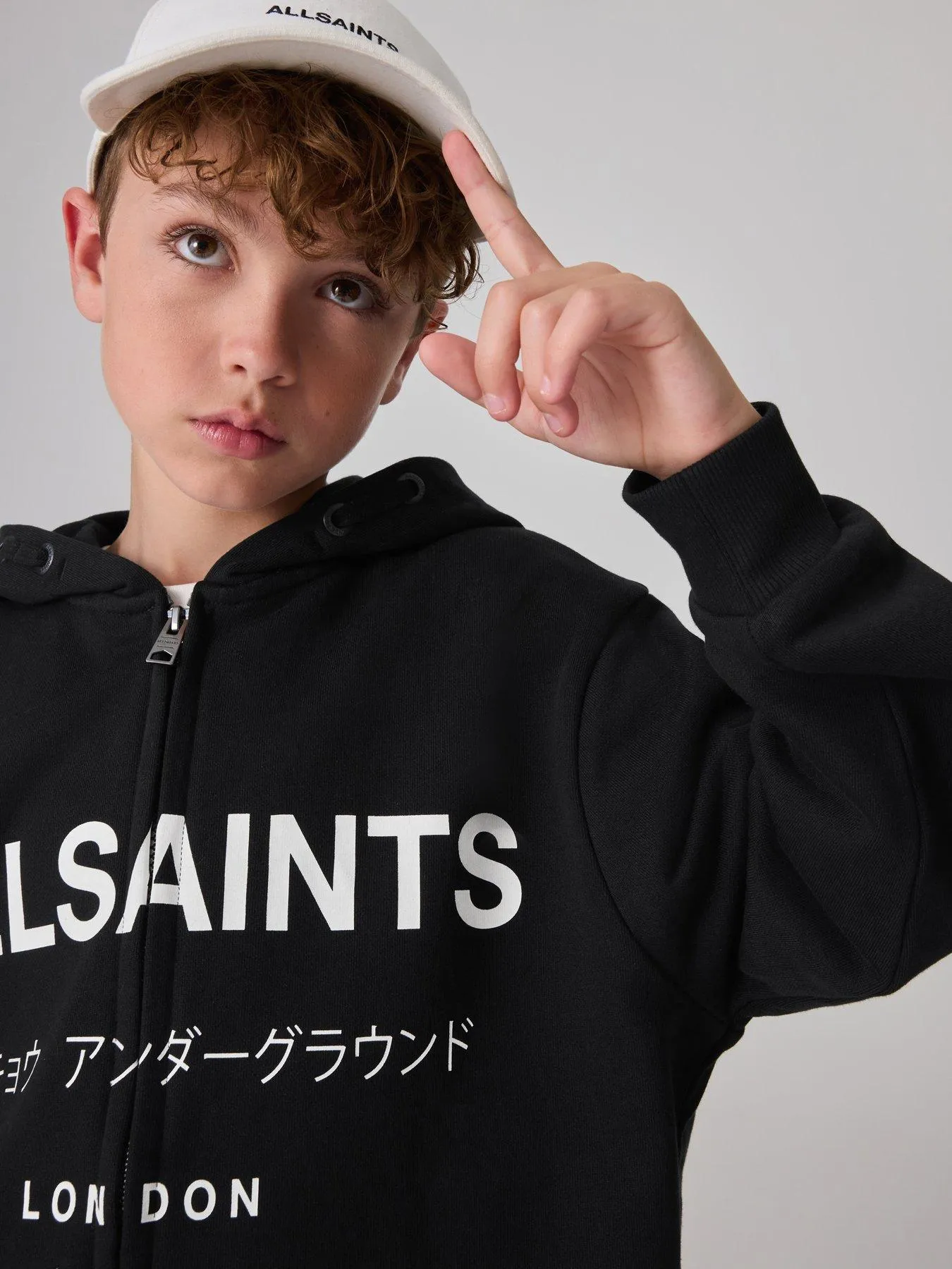 smALLSAINTS All Saints Kids Underground Logo Zip Through Hooded Jacket