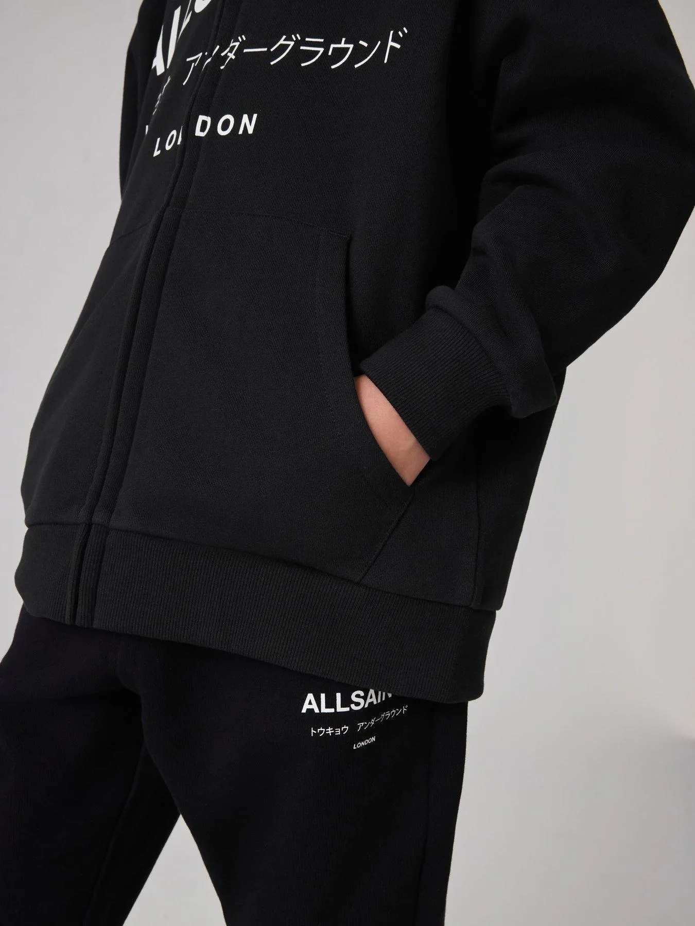 smALLSAINTS All Saints Kids Underground Logo Zip Through Hooded Jacket