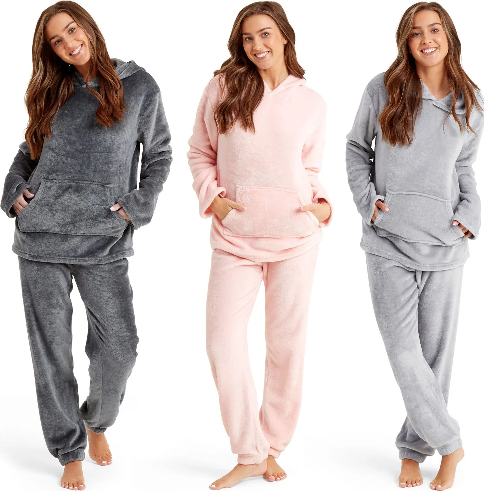 Snuggaroo Womens Soft Fleece Hooded Loungewear Set