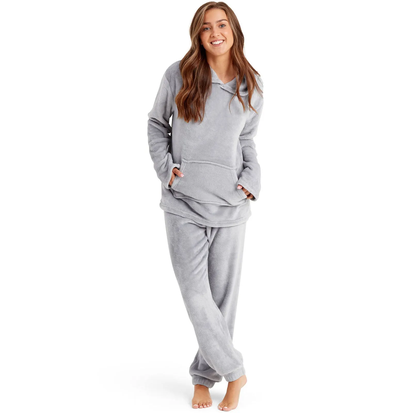 Snuggaroo Womens Soft Fleece Hooded Loungewear Set