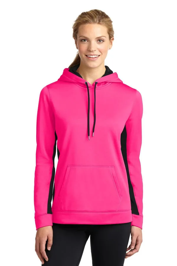 Sport-Tek LST235: Ladies Sport-Wick Fleece Colorblock Hooded Pullover