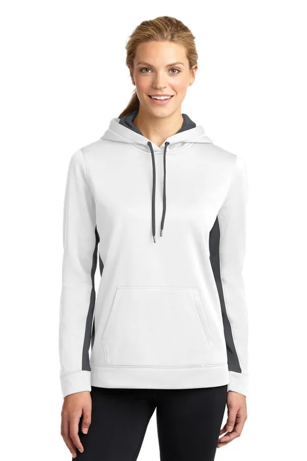 Sport-Tek LST235: Ladies Sport-Wick Fleece Colorblock Hooded Pullover