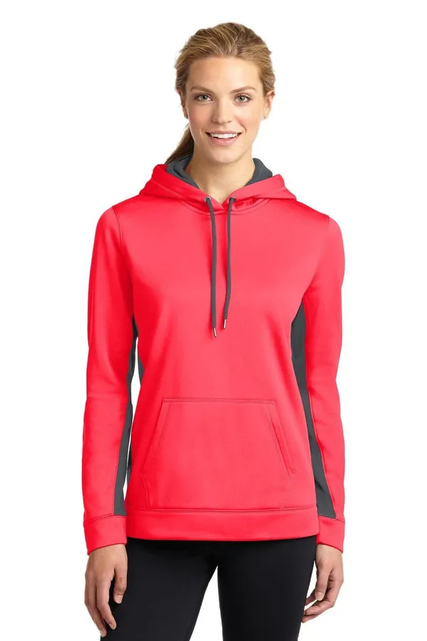 Sport-Tek LST235: Ladies Sport-Wick Fleece Colorblock Hooded Pullover